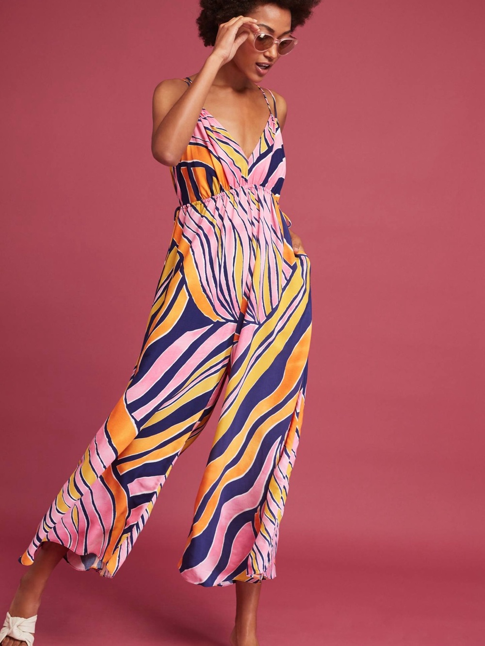 Anthropologie Maeve Finley Striped Wide-Leg Jumpsuit